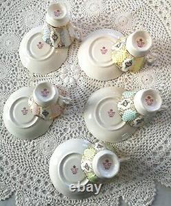 Royal Albert Bone china England Pierrette Series Cup and Saucer Set of 5