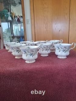 Royal Albert Brigadoon Bone China Tea/Coffee Cups Grouping of 11 Gold Trimmed