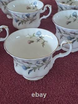 Royal Albert Brigadoon Bone China Tea/Coffee Cups Grouping of 11 Gold Trimmed