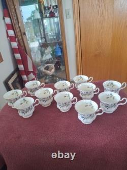Royal Albert Brigadoon Bone China Tea/Coffee Cups Grouping of 11 Gold Trimmed