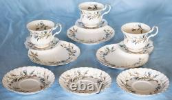 Royal Albert Brigadoon Teacup and Saucers WithSnack Dishes Settings For 3. England