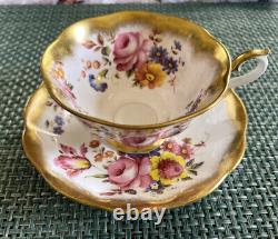 Royal Albert China Treasure Chest Tea Cup & Saucer Floral Cabbage Rose England