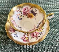 Royal Albert China Treasure Chest Tea Cup & Saucer Floral Cabbage Rose England