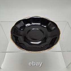 Royal Albert Cup & Saucer Set Milady Series Floral Black & Gold Accents