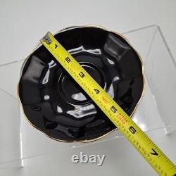 Royal Albert Cup & Saucer Set Milady Series Floral Black & Gold Accents