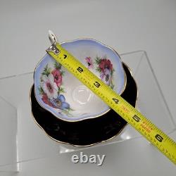 Royal Albert Cup & Saucer Set Milady Series Floral Black & Gold Accents Royal Albert Cup & Saucer Set Milady Series Floral Black & Gold Accents