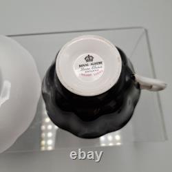 Royal Albert Cup & Saucer Set Milady Series Floral Black & Gold Accents
