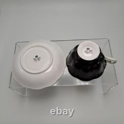 Royal Albert Cup & Saucer Set Milady Series Floral Black & Gold Accents