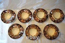 Royal Albert Derby Heirloom Imari 7 Cups & Saucers Bone China Gold Trim England