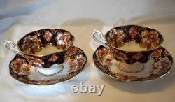 Royal Albert Derby Heirloom Imari 7 Cups & Saucers Bone China Gold Trim England