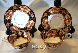 Royal Albert Derby Heirloom Imari 7 Cups & Saucers Bone China Gold Trim England