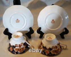 Royal Albert Derby Heirloom Imari 7 Cups & Saucers Bone China Gold Trim England