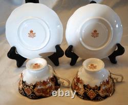 Royal Albert Derby Heirloom Imari 7 Cups & Saucers Bone China Gold Trim England