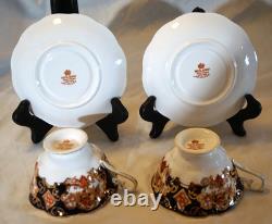 Royal Albert Derby Heirloom Imari 7 Cups & Saucers Bone China Gold Trim England
