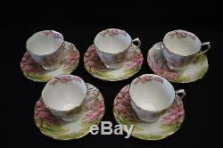 Royal Albert England Bone China Blossom Time Set of 5 Cups & Saucers
