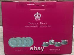 Royal Albert England Polka Rose 12pc Dinnerware Set Mint Green New