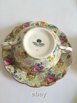 Royal Albert England Rose Chinz Bone China Coffee &Tea Set For 8 Plus Cake Plate