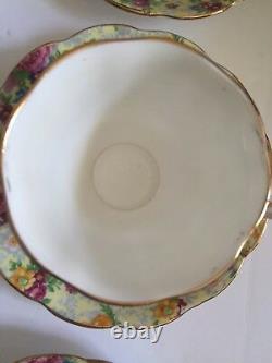 Royal Albert England Rose Chinz Bone China Coffee &Tea Set For 8 Plus Cake Plate