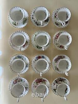 Royal Albert Flower Of The Month Complete Set Of 12 Cups & Saucers Vtg