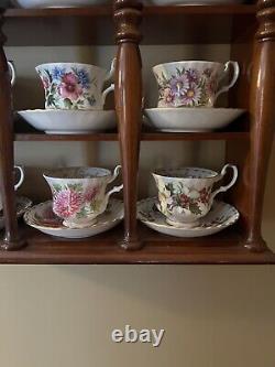 Royal Albert Flower Of The Month tea cups & saucers COMPLETE SET OF 12