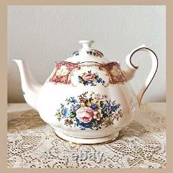 Royal Albert Lady Carlyle England Large Teapot, Small Creamer & Sugar Set