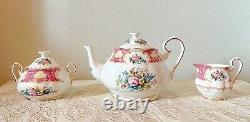 Royal Albert Lady Carlyle England Large Teapot, Small Creamer & Sugar Set