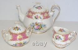 Royal Albert Lady Carlyle Teapot Creamer Sugar Bowl Set Bone China