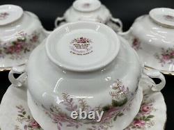 Royal Albert Lavender Rose Creamer Soup Bowl Saucer Set x 4 England Bone China