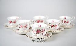 Royal Albert Lavender Rose Cups & Saucers Set of 6 Vintage Bone China England