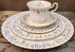 Royal Albert MEMORY LANE Blue Floral Gold Bone China England SIX 5-pc. Settings