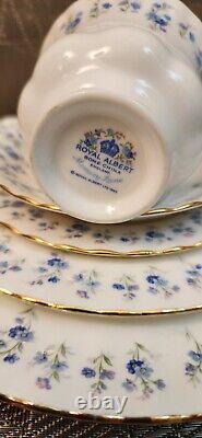 Royal Albert MEMORY LANE Blue Floral Gold Bone China England SIX 5-pc. Settings