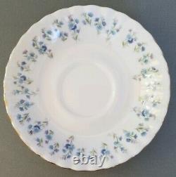 Royal Albert Memory Lane Set Of 11 (+1) Footed Cups & Saucers Blue Flowers Exc
