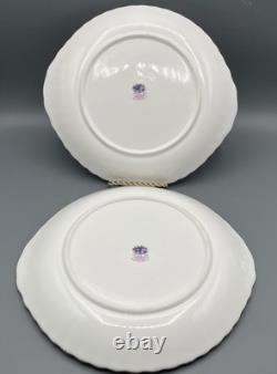 Royal Albert Moonlight Rose China Set 2 Tab Handle Cake Plates Blue Roses Gold