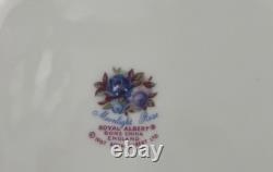 Royal Albert Moonlight Rose China Set 2 Tab Handle Cake Plates Blue Roses Gold