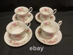 Royal Albert Moss Rose Bone China England Service for 4 20 Total Pieces