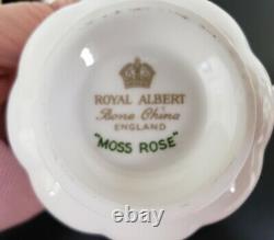 Royal Albert Moss Rose Bone China Set 12 Pieces 1960's Made In England Rare