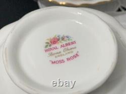 Royal Albert Moss Rose cream soup and saucers(6) England