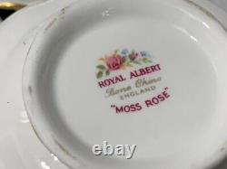 Royal Albert Moss Rose cream soup and saucers(6) England