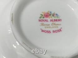 Royal Albert Moss Rose cream soup and saucers(6) England