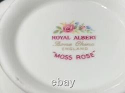 Royal Albert Moss Rose cream soup and saucers(6) England