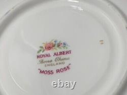 Royal Albert Moss Rose cream soup and saucers(6) England