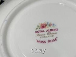 Royal Albert Moss Rose cream soup and saucers(6) England