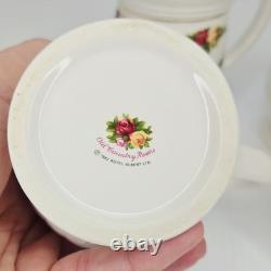 Royal Albert Old Country Roses Fluted Mugs Set of 4 Bone China England Gold RARE