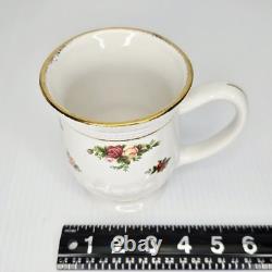 Royal Albert Old Country Roses Fluted Mugs Set of 4 Bone China England Gold RARE