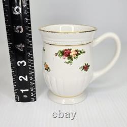 Royal Albert Old Country Roses Fluted Mugs Set of 4 Bone China England Gold RARE