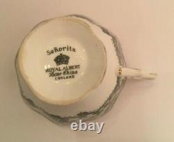Royal Albert Senorita Black Lace Footed Cup And Saucer Set Bone China England