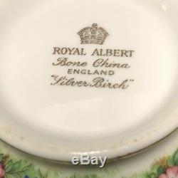 Royal Albert Silver Birch Creamer Sugar Tray Set Porcelain Bone China England