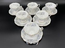 Royal Albert Silver Maple Tea Cup Saucer Set x 6 Bone China England