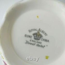 Royal Albert Teacup Set Sweet Violet Bone China Gold Trim England 1940s 20 piece