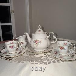 Royal Albert Tranquility Tea Set For Two Bone China 10 Pieces. Roses, England